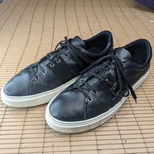 Salvatore Ferragamo Black Leather Sneakers Minimalist Design
